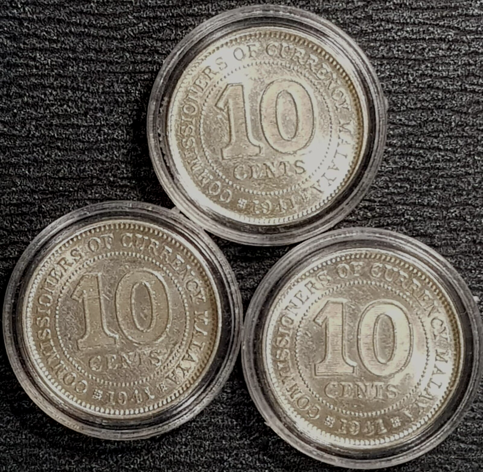 1941 Malaya & British Borneo 10 cent Silver coin 3Pcs Ø18 (+