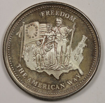 1986 Freedom The American Way Johnson Matthey Silver .999 Fine Round 1 oz