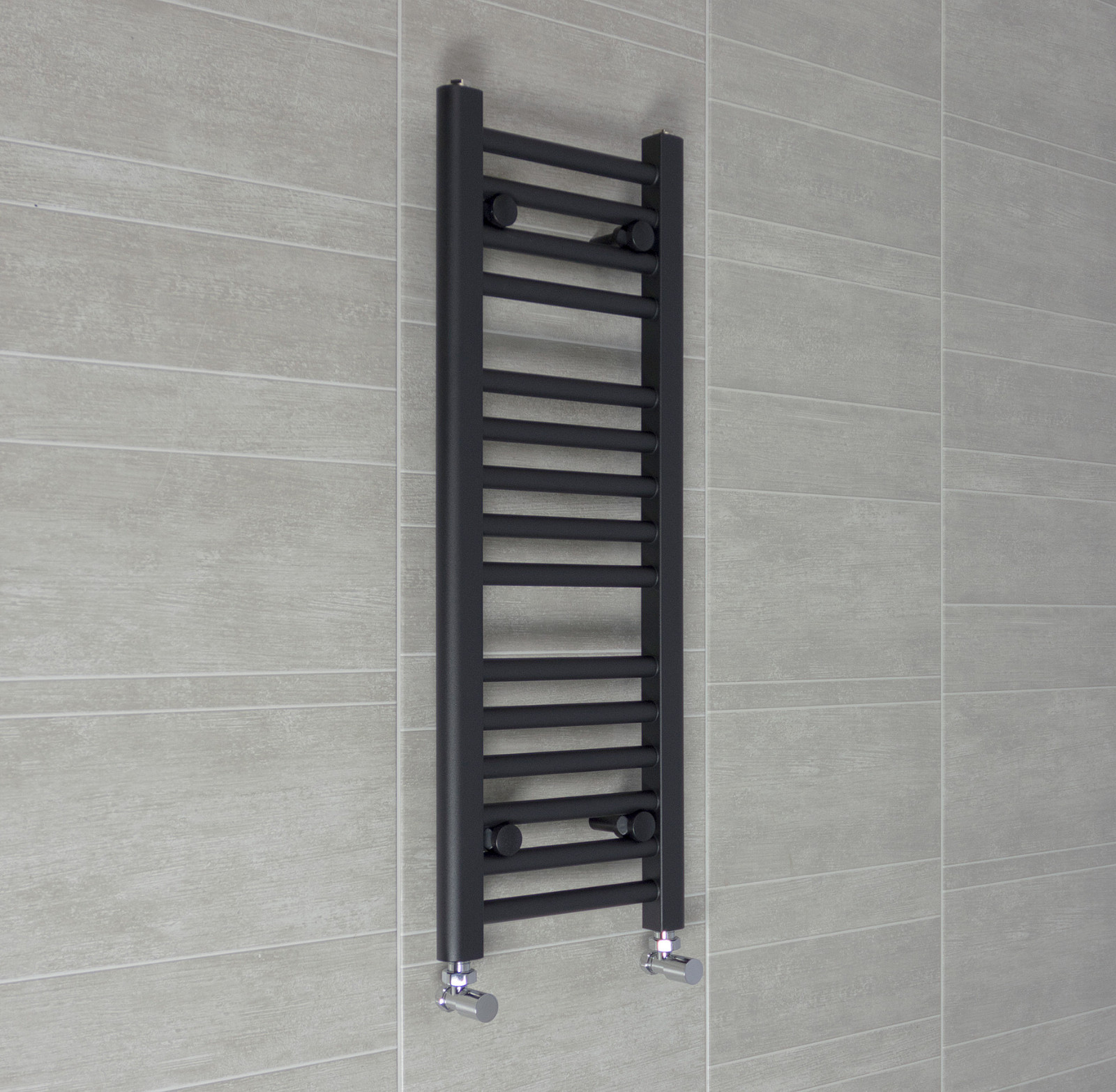Designer Black Nickel Stainless Steel Heated Towel Rail 300mm x 1000mm high