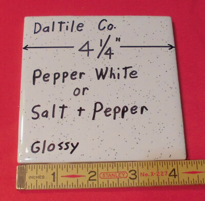 1 pc. Pepper White: Glossy Ceramic Tile: by Daltile 4-1/4'' Salt & Pepper,  NEW