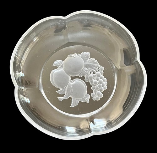 クリスタルボウル　H4 Vintage Hoya Crystal Japan Pomona Fruit Embossed Low Bowls 6