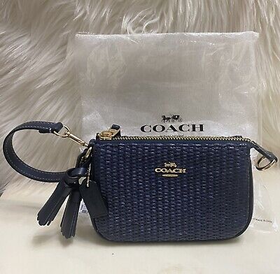 Coach CH215 Straw Leather Mix Nolita 15 Wristlet Mini Handbag Bag