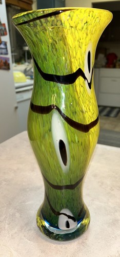 よ*ー様 Murano Green and Gold VETRO ARTISTI BEAUTIFUL VTG MURANO Green W/Gold Flakes Teardrop Shaped Art