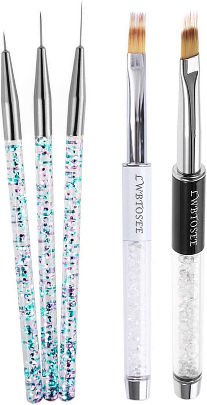 Nail Ombre Brush Set - Gradient Color Rhinestone Crystal Pen with UV Gel Polish
