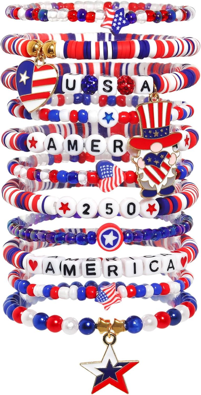 Independence Day Bracelets for Women, 4Th of July Accessories USA Patriotic 250