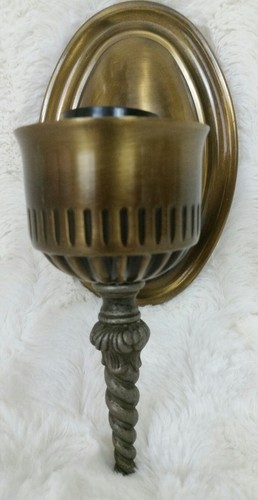 Vintage Antique Brass Wall Sconce with glass Hurricane NOS JC PENNY