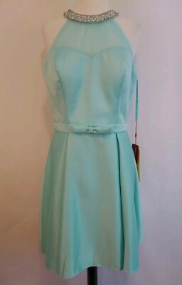 NWT May Queen Couture 12 gown turquoise blue Embellished Sequin lined Dress 