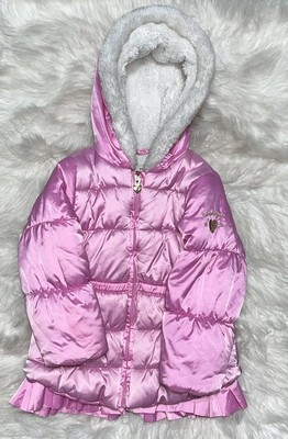 OshKosh B'Gosh Jacket Coat Girl Size 4 Pink Hooded Puffer Pockets Outerwear