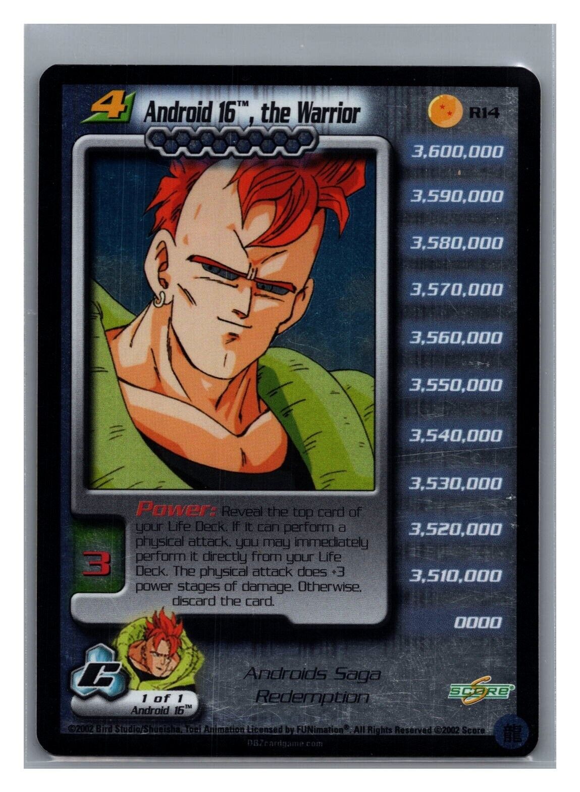 1x DBZ CCG ANDROID 16 THE WARRIOR LV4 HOLO FOIL PROMO R14 1x DBZ CCG ANDROID 16 THE WARRIOR LV4 HOLO FOIL PROMO R14