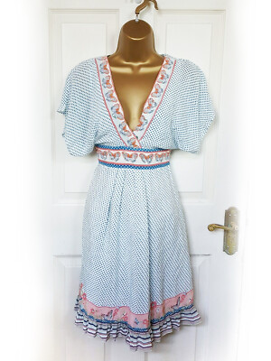 UTTAM BOUTIQUE 100% Silk Sequin Butterfly Kimono Tunic Dress, size S 8/10 - VGC