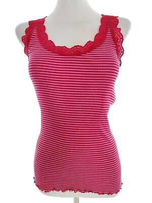 Rosemunde  Size 34/36 Pink Blouse Sleeveless Stripes Lace Embroidery