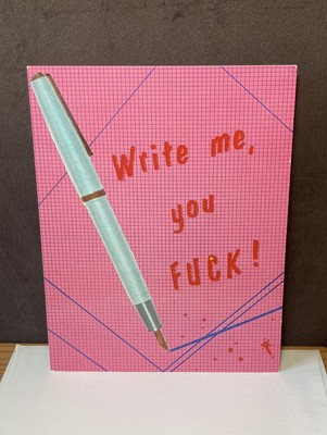 Vtg 1980s NICE 'N SLEAZY ''Write Me, You F**k!'' Greeting Card BIG POSTCARD Jorio