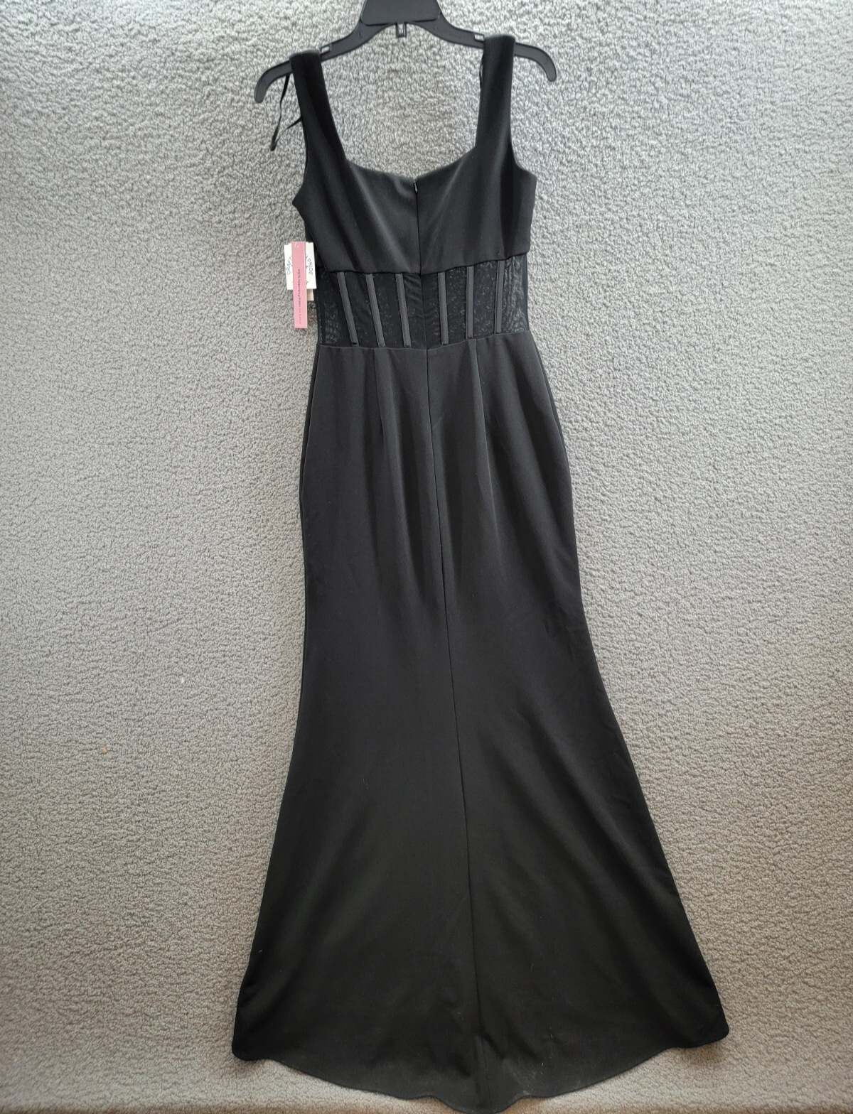 AQUA Scuba Crepe Illusion Boning Sheath Dress Women's 6 Black Back Zip Closure - Picture 9 of 15