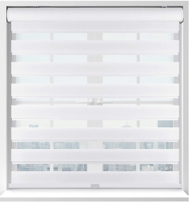 Cordless Zebra Roller Shades 29.5'' W x 60'' H, White Horizontal Window Blinds
