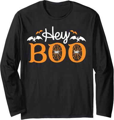Hey You Boo Funny Halloween Spooky Cute Ghost Long Sleeve Tshirt