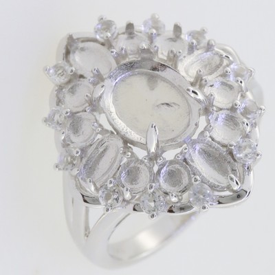 MTO Sterling Silver Semi Mount Ring Setting Cab Oval OV 9X7mm OV 5x3mm RD
