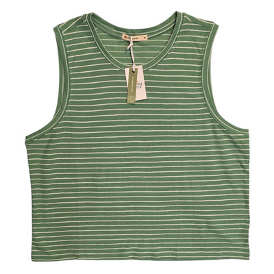 Marine Layer Tank Top Womens Medium Green White Stripe Lydia Textured Casual