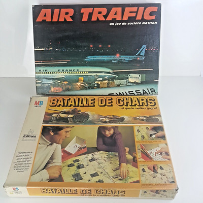 Jeux de Société Air Trafic / Bataille de Chars Vintage de Nathan & MB Années 70s