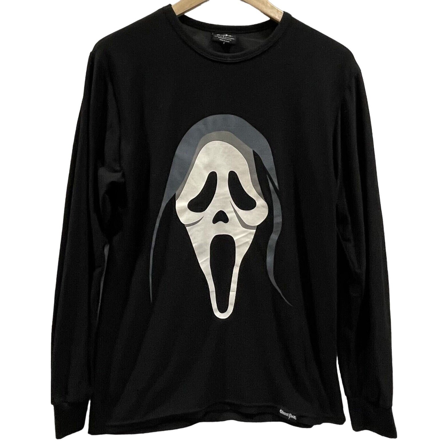 Scream Ghost Face T-Shirt Fun World Scary Horror Black Long