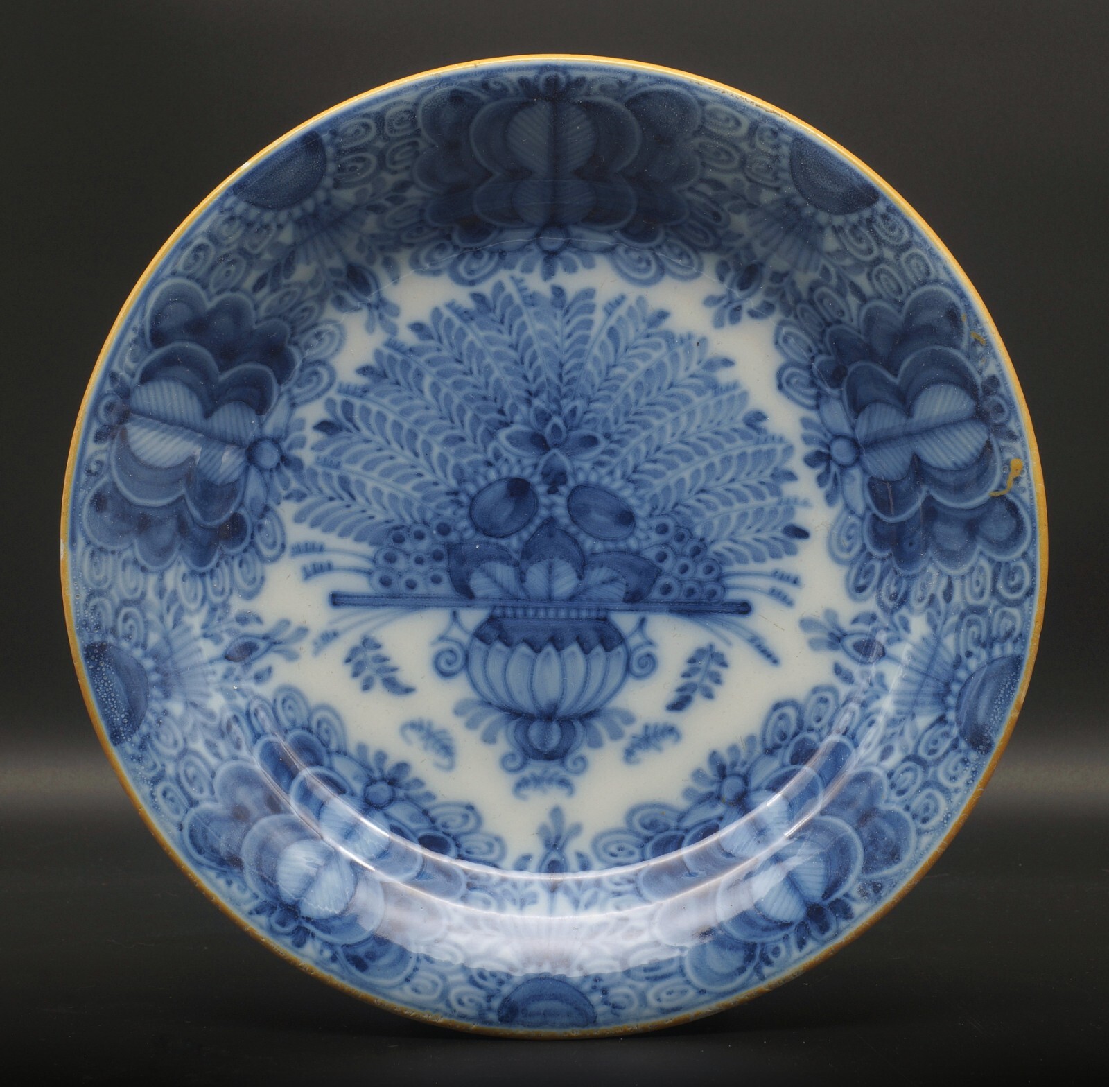 工芸品 Makkum Delft PERFECT tinglazed blue & white Makkum Tichelaar delft plate