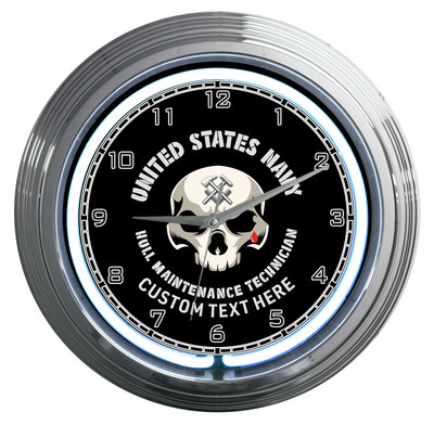 Hull Maintenance Technician Rate US Navy Veteran Gift 15'' Neon USN Clock