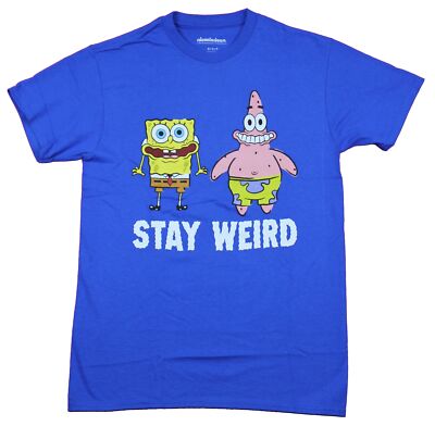 Spongebob Squarepants Adult New T-Shirt  - Stay Weird Freaky Patrick & Bob Pic