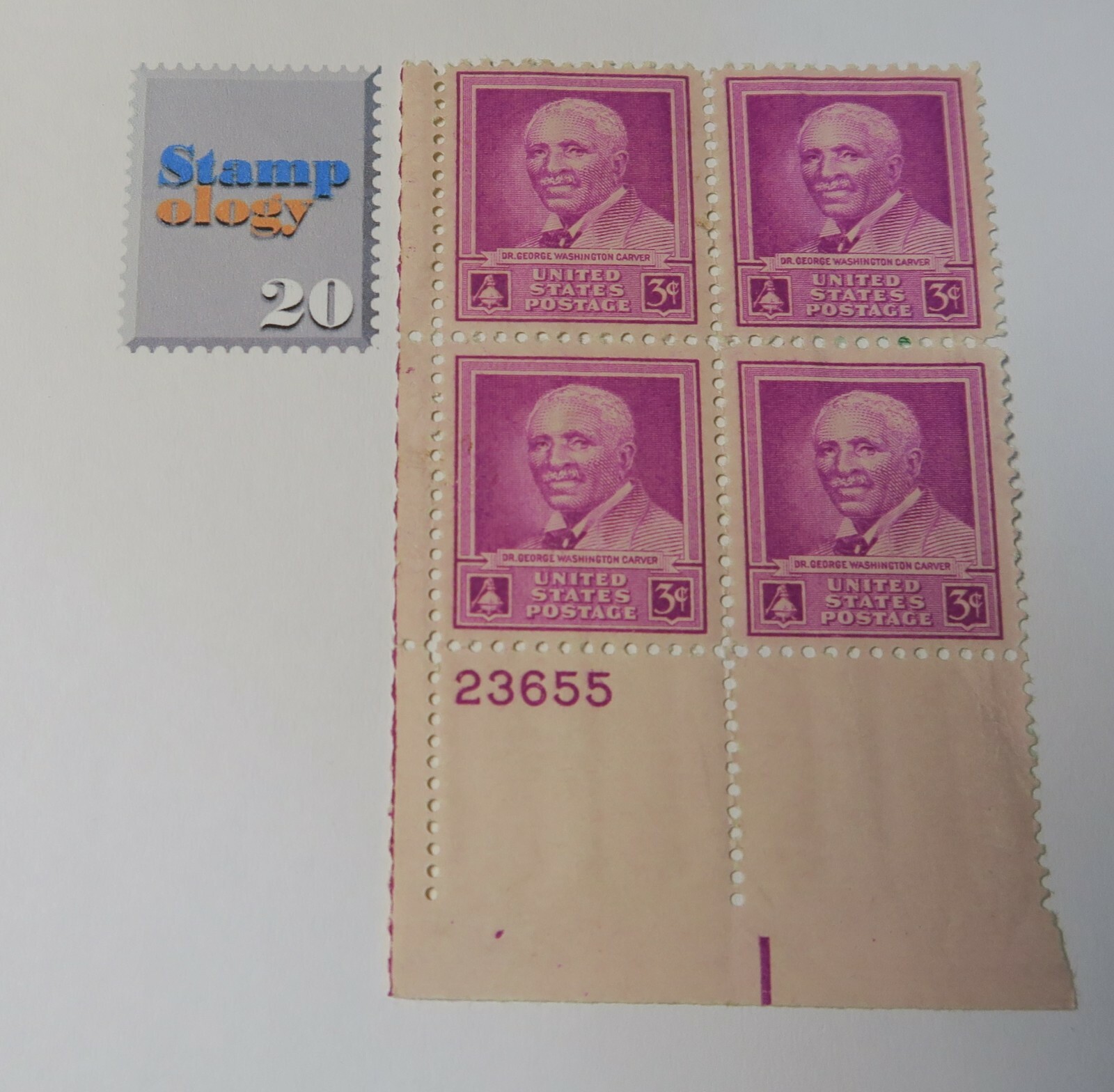 US Stamp# 953, 3c, G.W. Carver, MNH,XF, OG, Bo4,(part US Stamp# 953, 3c, G.W. Carver, MNH,XF, OG, Bo4,(part
