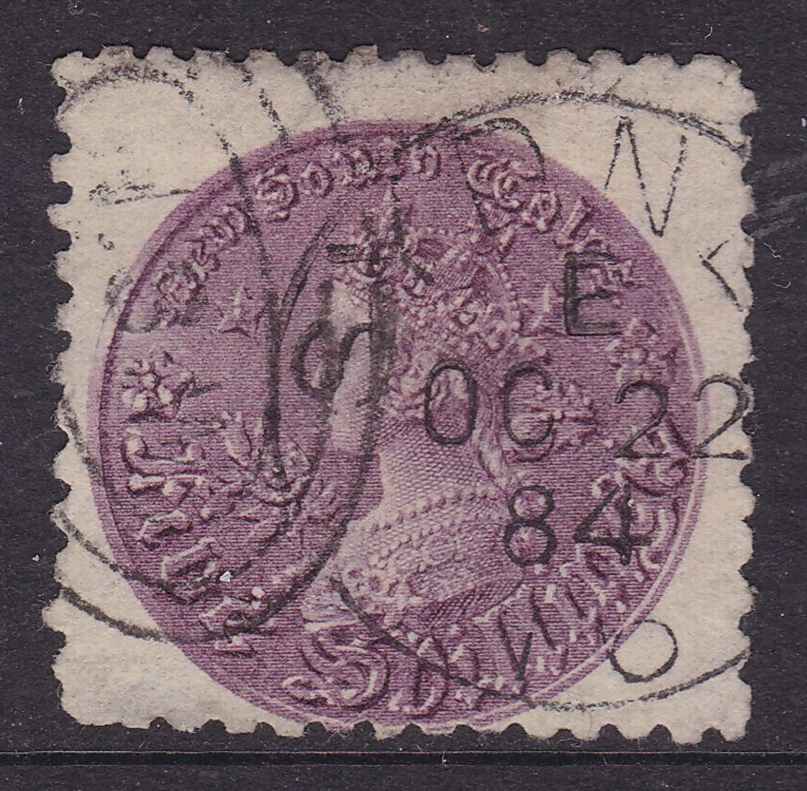 NEW SOUTH WALES SCARCE 1884 2/- Violet QV COIN TYPE SYDNEY PMK (SH22)
