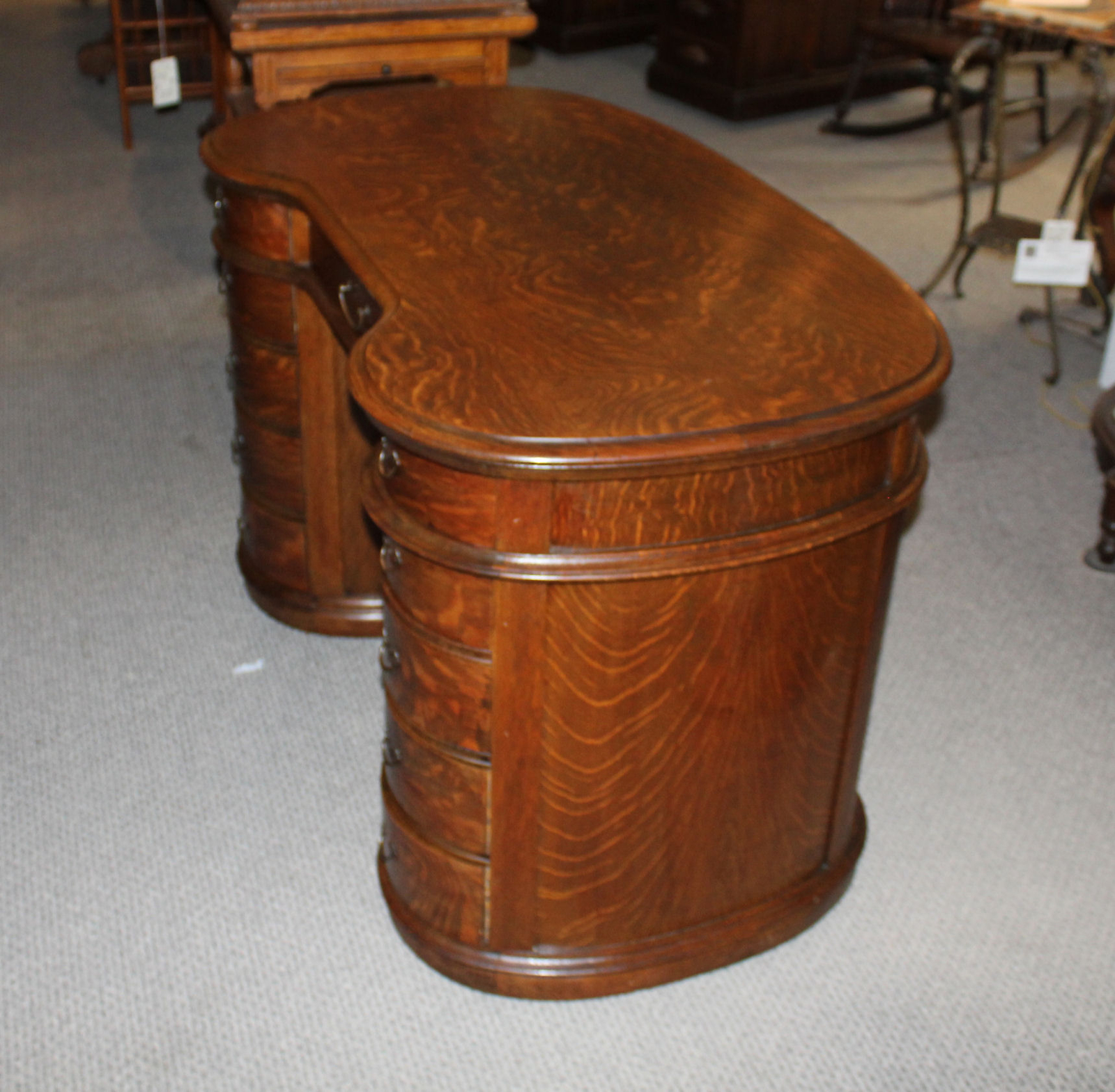 Antique quarter sawn Oak Kidney Shaped Desk – original finish