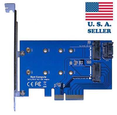 M.2 PCIe SSD to PCIe 3.0 x4 and M.2 SATA SSD to SATA III Adapter Card