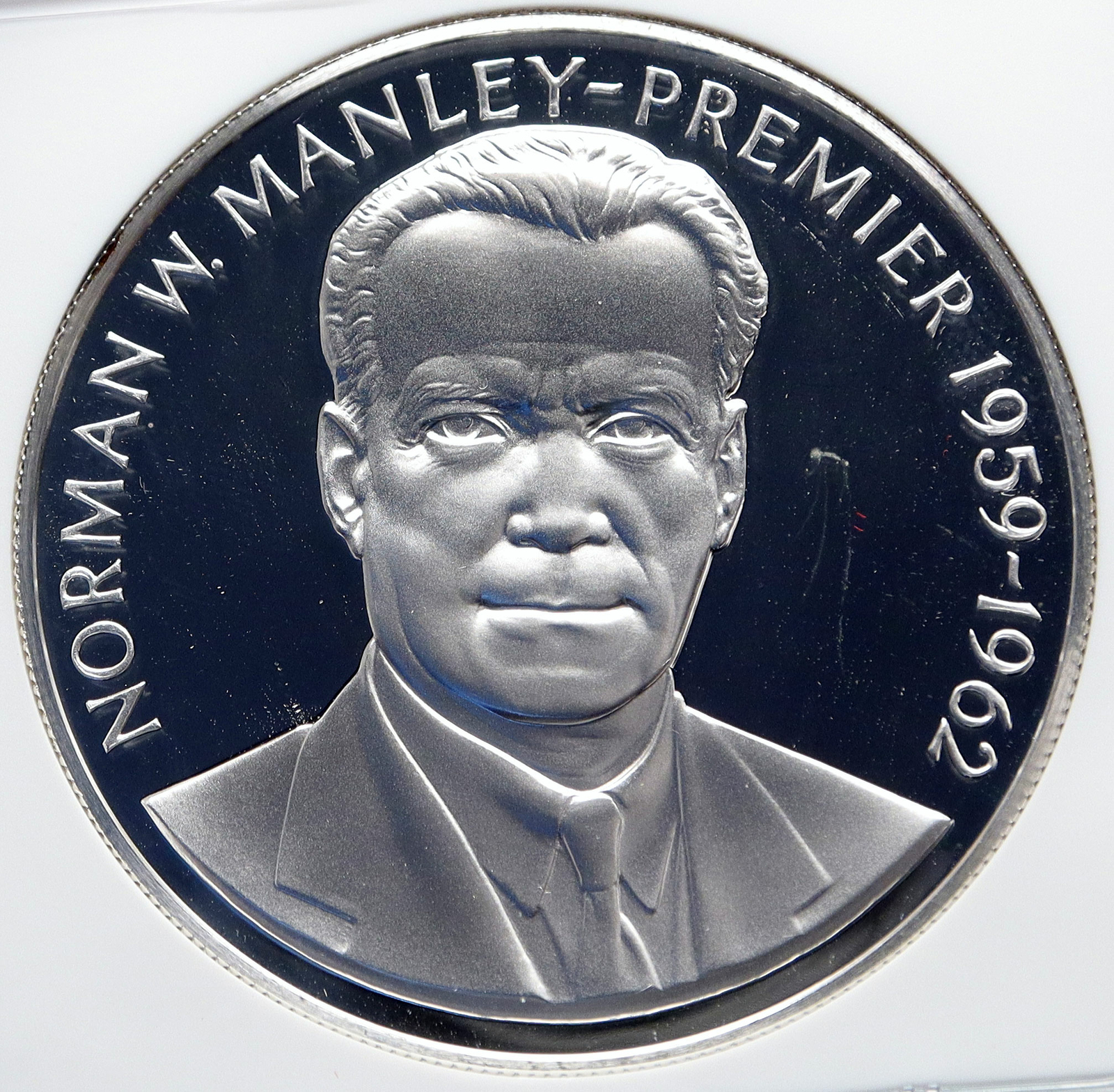 1971 JAMAICA Proof HUGE 4.5cm Premier Norman W Manley Silver $5