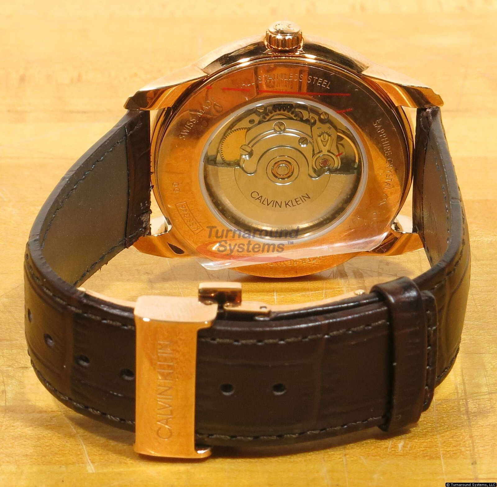 Pre-owned Calvin Klein Infinite Automatic K5s346g6 Swiss Eta 2824-2 Rose Gold,
