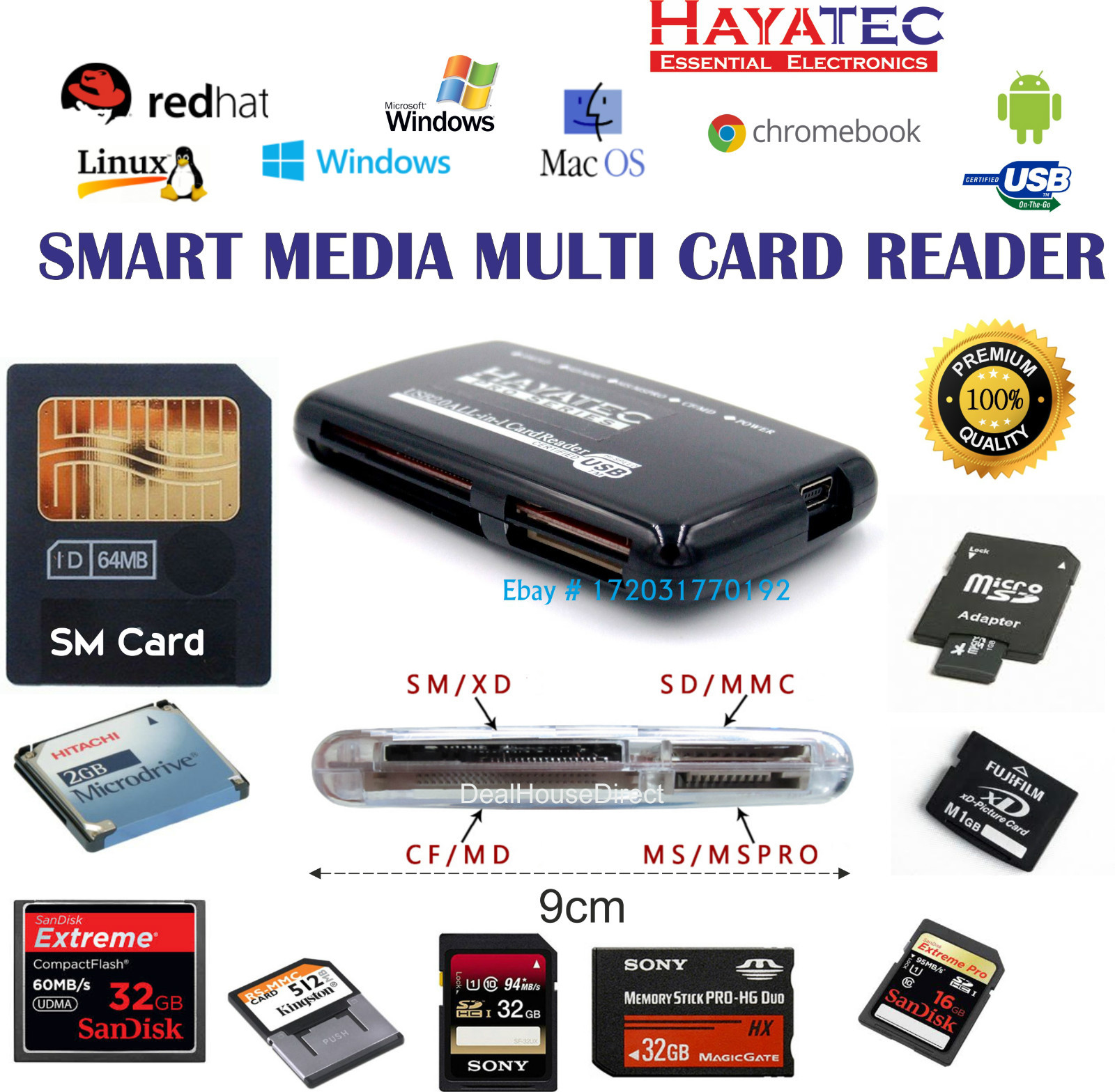 Lettori, adattatori memory card USB XD SD MMC MS MSPRO MD Compact Flash Smart Media Lettore di