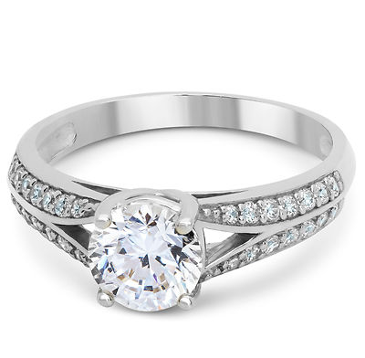 Pre-owned White Star Jewels 14k Solid White Gold Cz Cubic Zirconia Solitaire Engagement Ring 1.0 Ct. In White/colorless