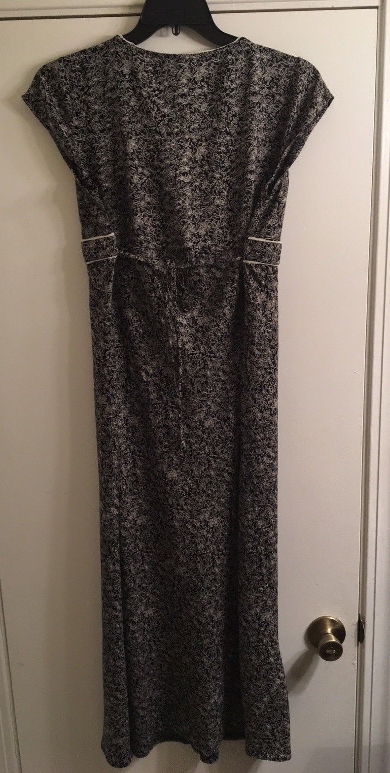 Motherhood Maternity Women's Dress Size L Large Long Black Print Cap Sleeve