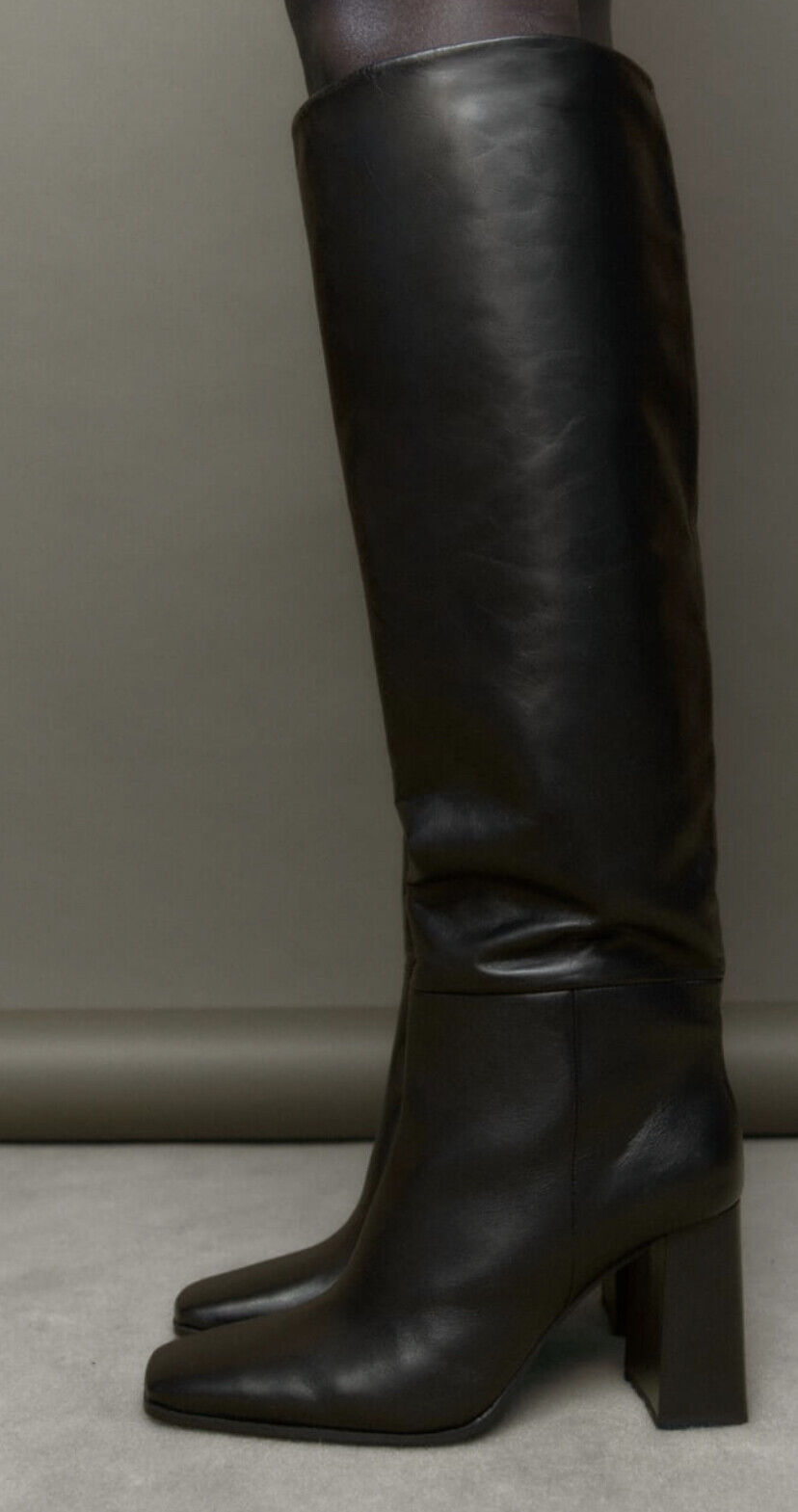 ZARA LEATHER BLOCK HEEL KNEE-HIGH BOOTS BLACK NEW FW23 ALL ZARA LEATHER BLOCK HEEL KNEE-HIGH BOOTS BLACK NEW FW23 ALL