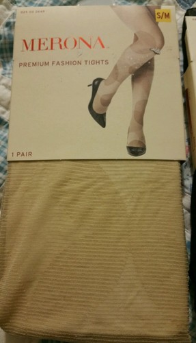 NEW Merona 2 Pairs  Premium Fashion Tights: Geometric Pattern M/L Ebony, Neutral