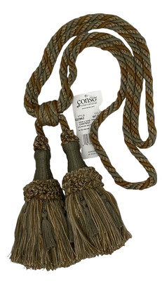 Conso Empress 22962 W127 LODEN GREEN SAND BROWN 6'' Double Tassel Drapery Tieback