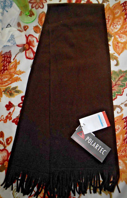 Polartec Wintertec Water Repellant by Fownes Dark Brown Scarf with Fringe