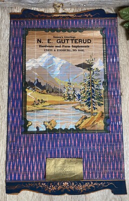 Vintage Bamboo Advertising Calendar 1936 Hardware & Farm Implements Union ND
