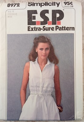 SIMPLICITY ESP 8972 Vtg 70s Sleeveless Dress Fashion Pattern UNCUT Miss 10 12 14