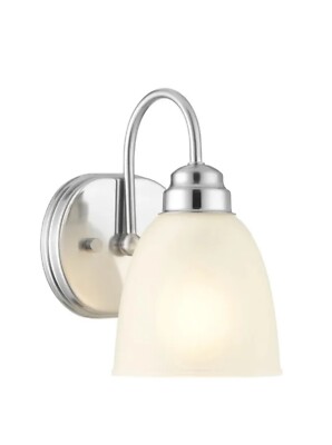 Project Source  Wynfield  Vanity Light Brushed Nickel with White Frosted Glass
