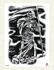 skeleton skull large 8.25" temporary tattoo Tattoos for Adults That