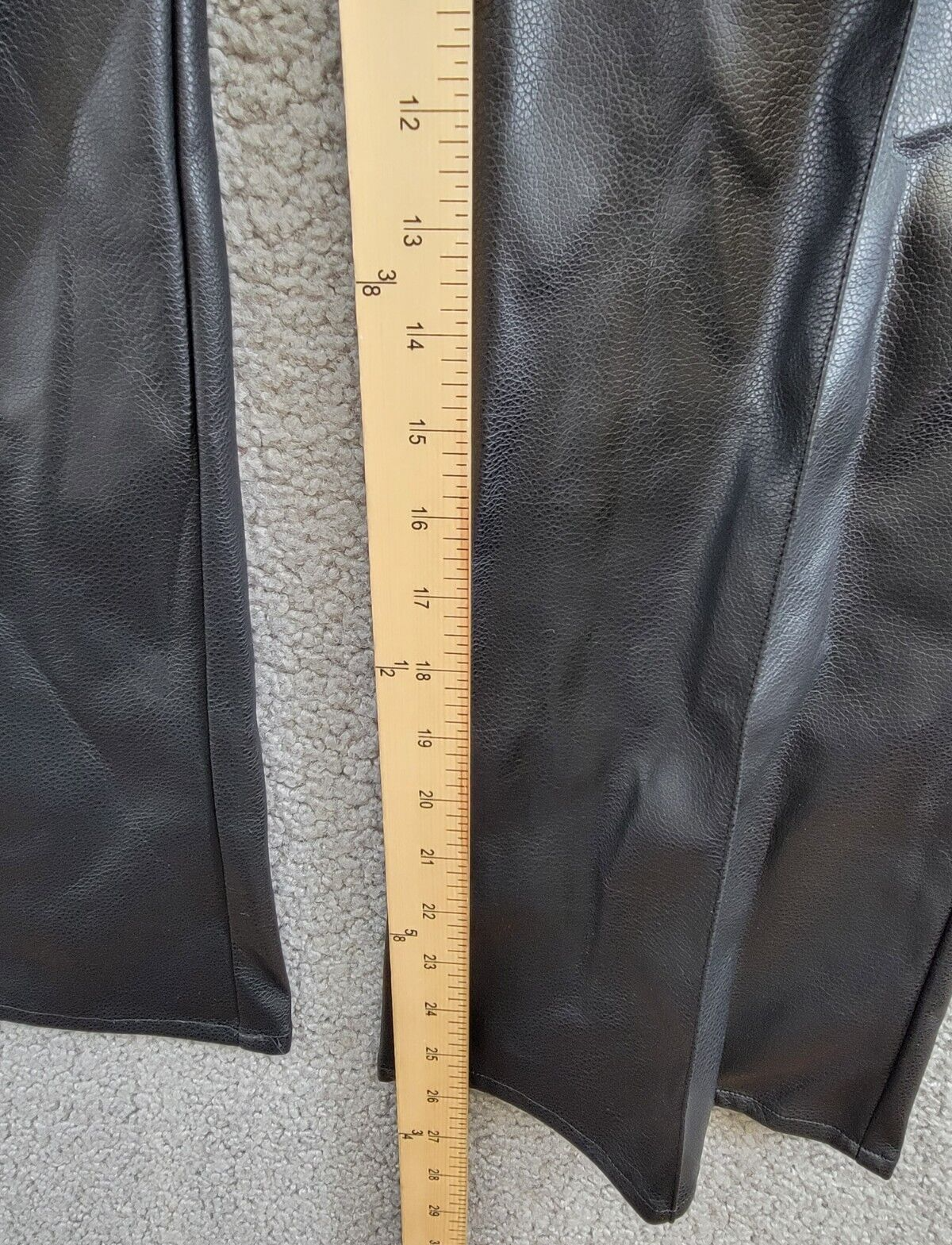 French Connection Claudia Faux-Leather Kick-Flare Pants Womens 10 Black Back Zip - Picture 7 of 17
