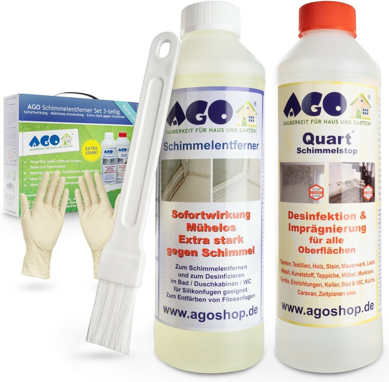 Ago Schimmelentferner 3-Tlgs. Set Schimmelreiniger + Schimmelschutz Schimmelstop