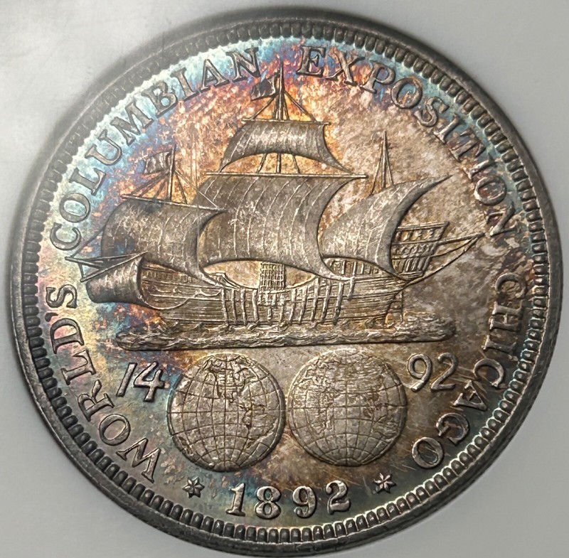 1892 Columbian Exposition Silver Half Dollar NGC MS65 Nicely Toned
