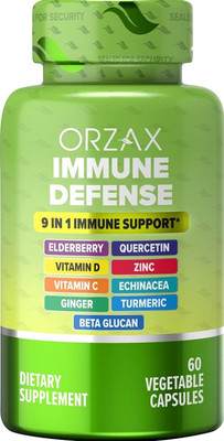 ORZAX 9 in 1 Immune Defense Supplement High Strength Vitamin C & D with Zinc, Qu