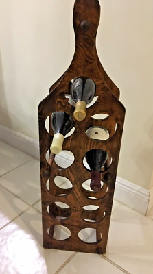 Vintage MCM Wood Wine Rack holds 11 Bottles Don Shoemaker design
