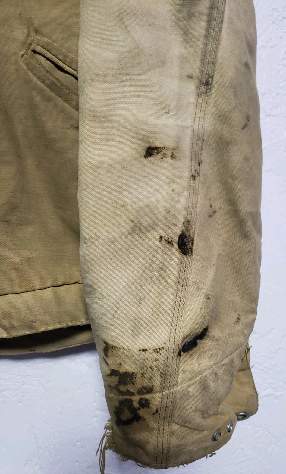 Vintage Carhartt Chore Barn Jacket Sz L Coat Blanket Lined Thrashed Distressed 