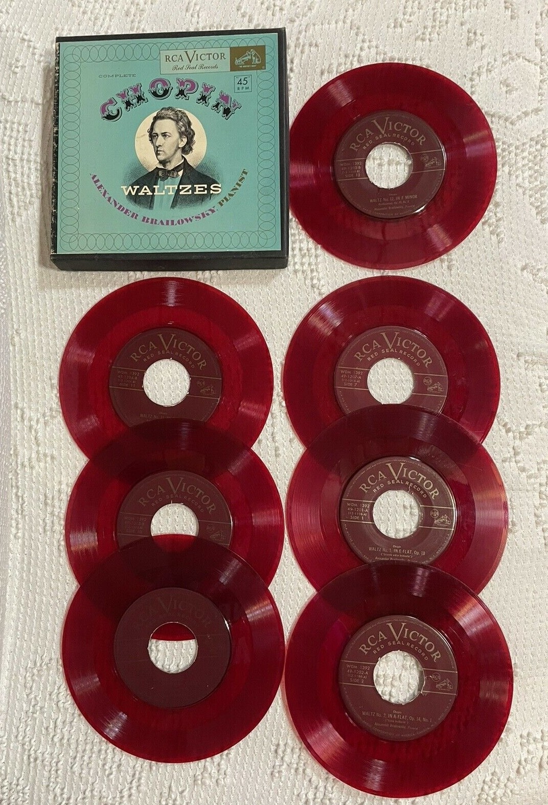 RCA Victor Red Seal Records Chopin Waltzes 45 RPM Red Vinyl RCA Victor Red Seal Records Chopin Waltzes 45 RPM Red Vinyl